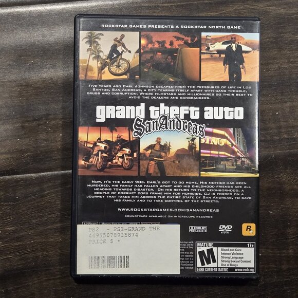 Grand Theft Auto San Andreas GTA PlayStation 2 PS2 Black Label Complete W/ Map - Picture 2 of 5